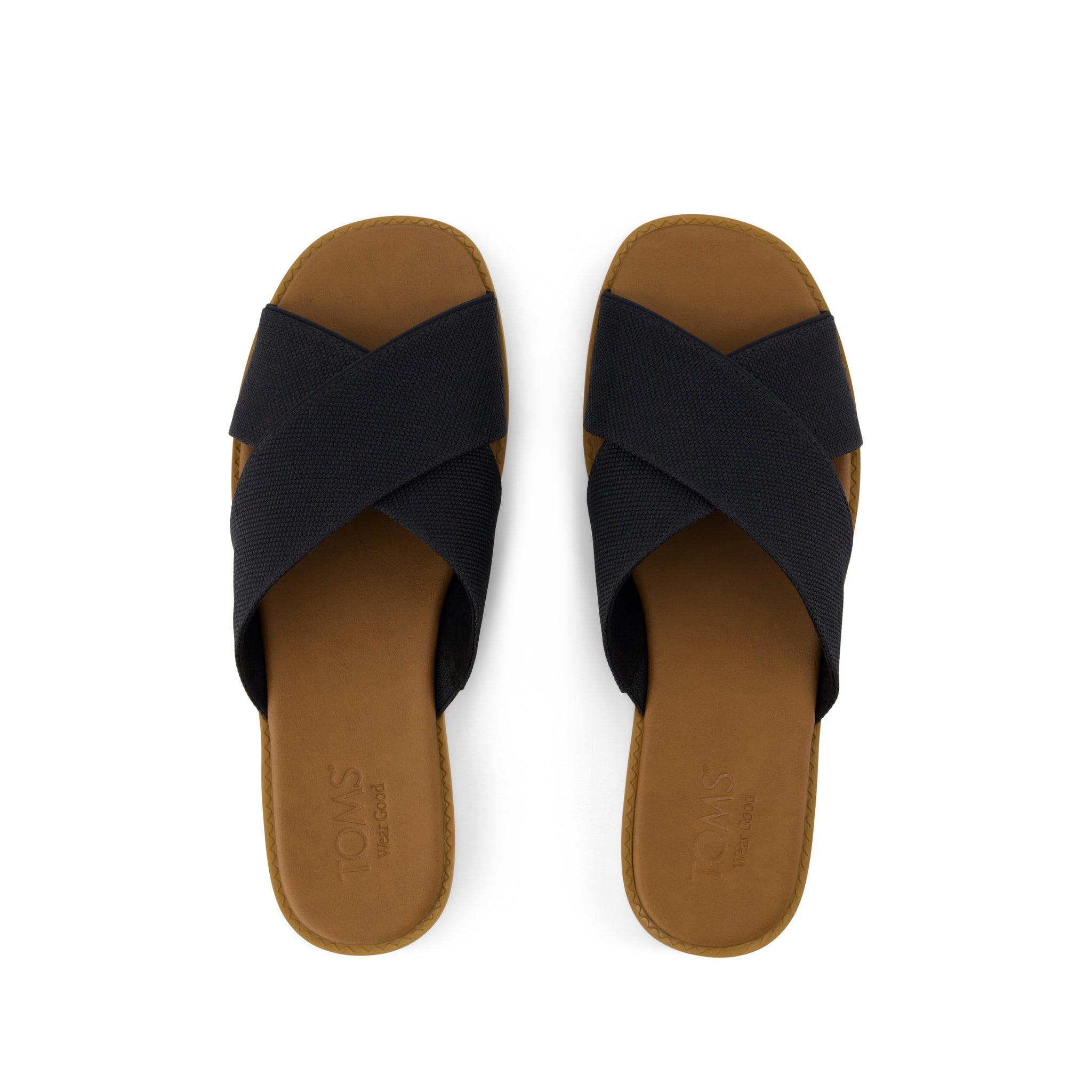 Mae Crossover Slide Sandal - Black Heavy Canvas Top View