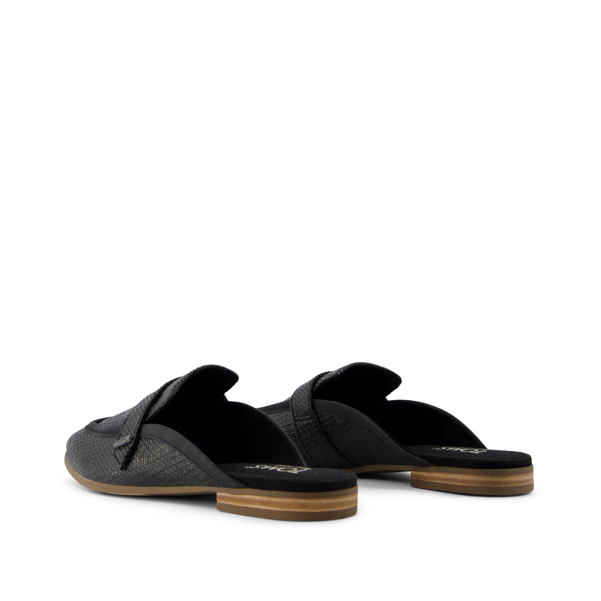 Lynette Mule - Black Raffia and Leather Back View