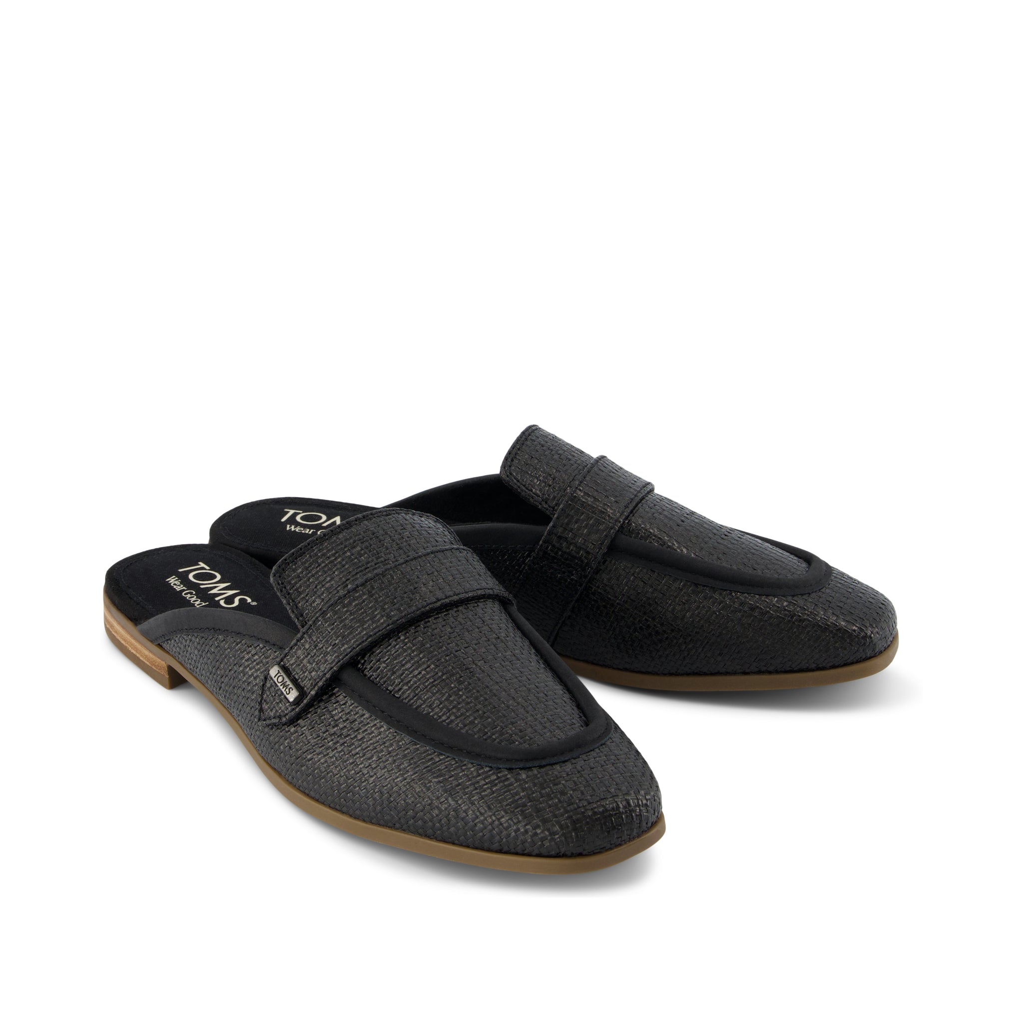 Lynette Mule - Black Raffia and Leather Front View