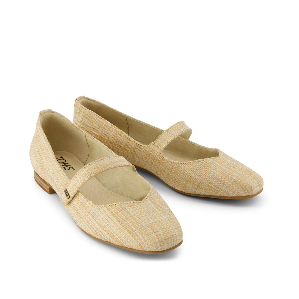 Bianca Flat - Almond Raffia Front View
