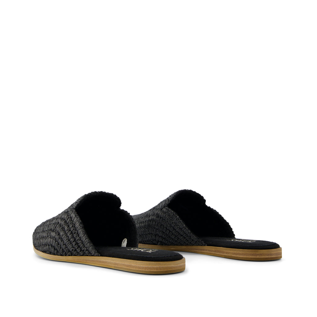 Jade Flat - Black Raffia Back View