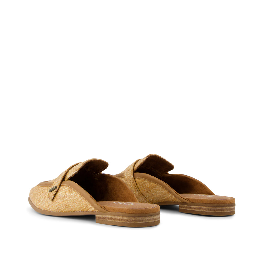 Lynette Mule - Brown Sugar Raffia and Leather Back View