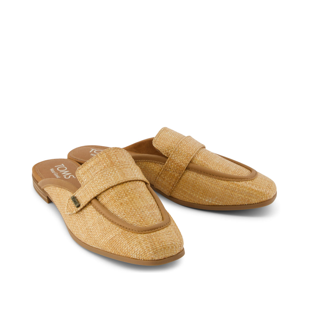 Lynette Mule - Brown Sugar Raffia and Leather Front View