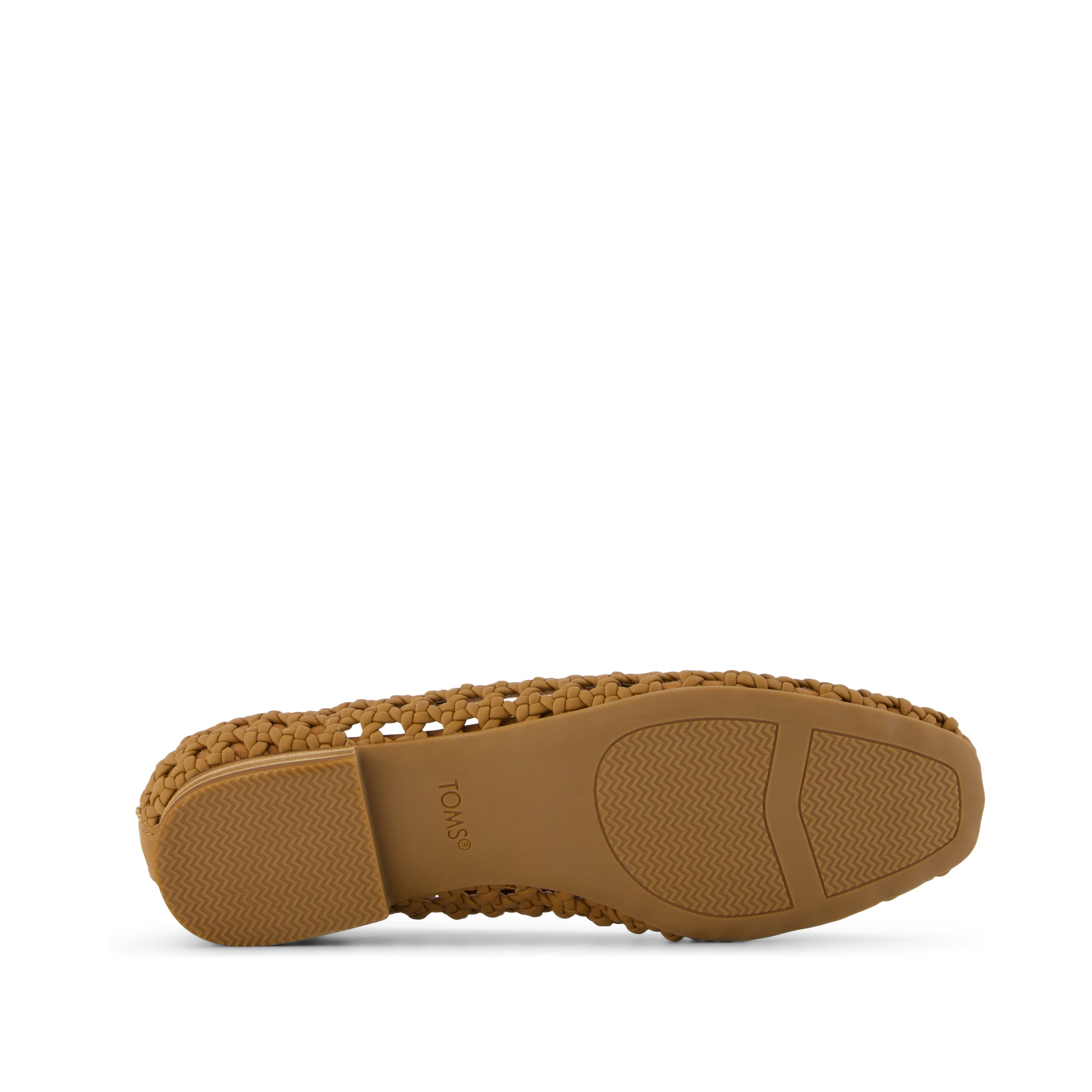 Briella Flat - Brown Sugar Woven Basket Bottom Sole View