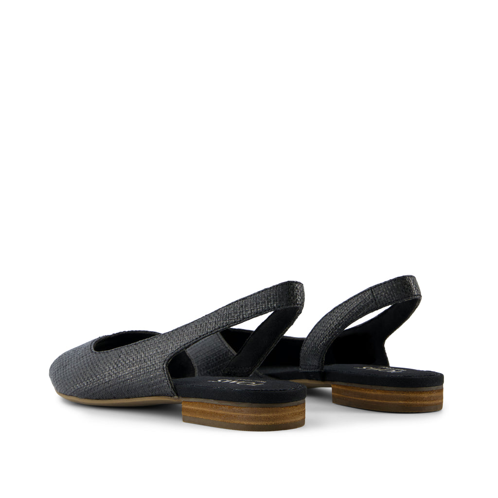 Briella Slingback Flat - Black Raffia Back View