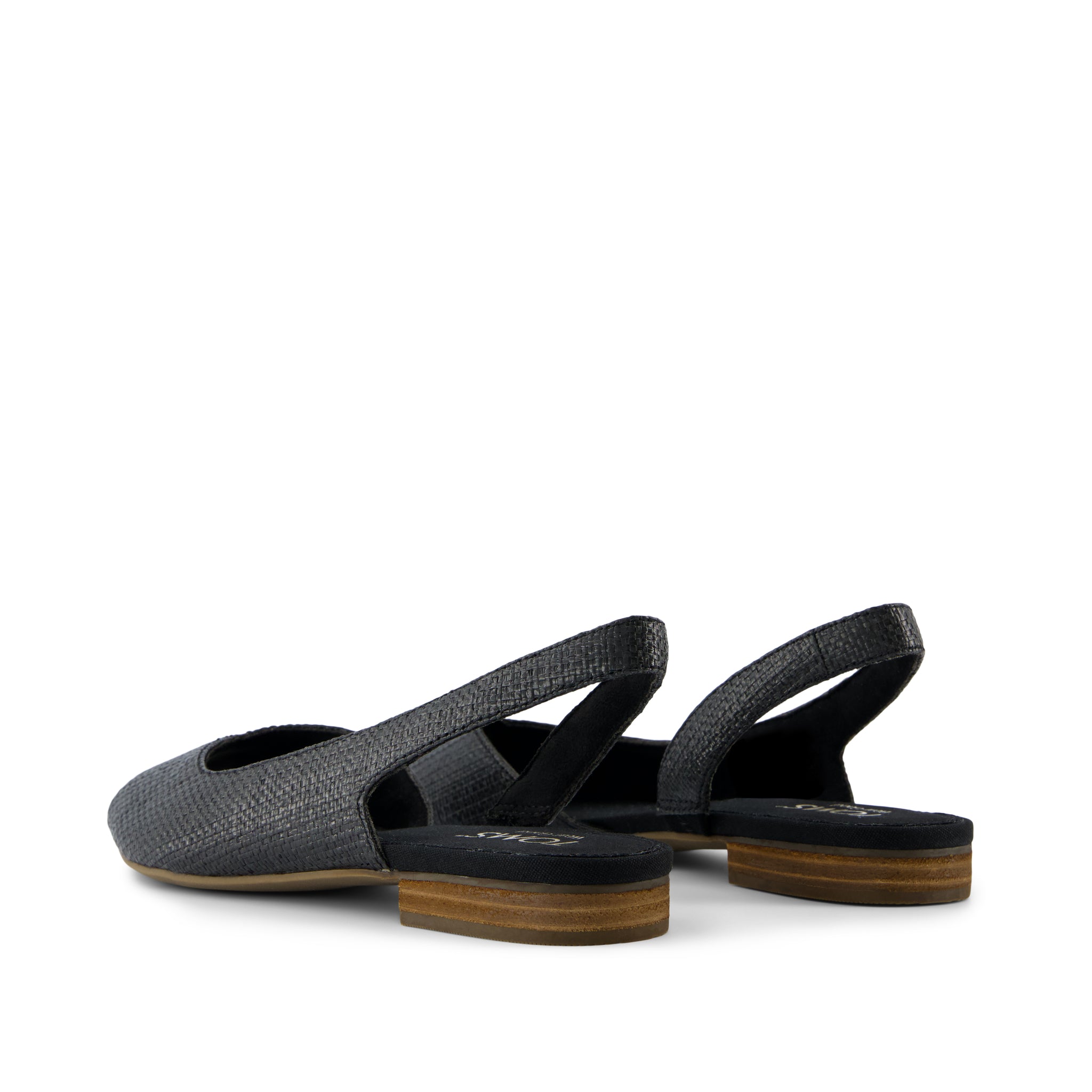 Briella Slingback Flat - Black Raffia Back View
