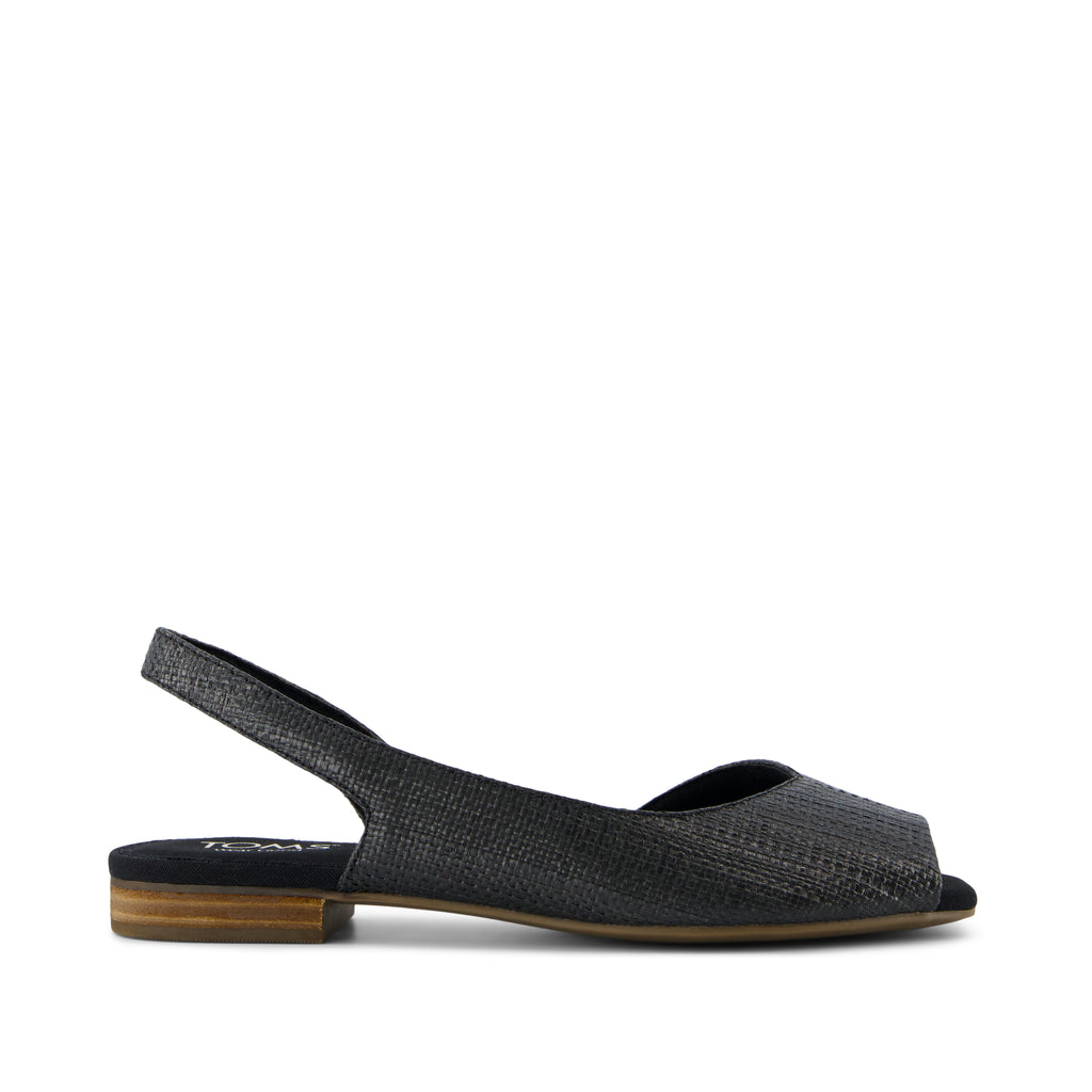 Briella Slingback Flat - Black Raffia Side View