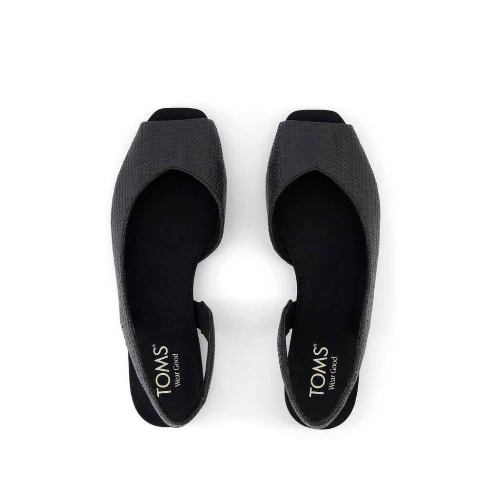 Briella Slingback Flat - Black Raffia Top View