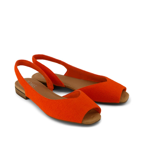 Briella Slingback Flat - Flame Two Tone Slub Front View