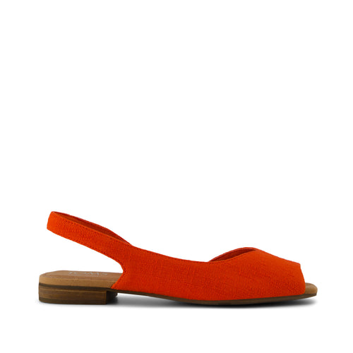 Briella Slingback Flat - Flame Two Tone Slub Side View