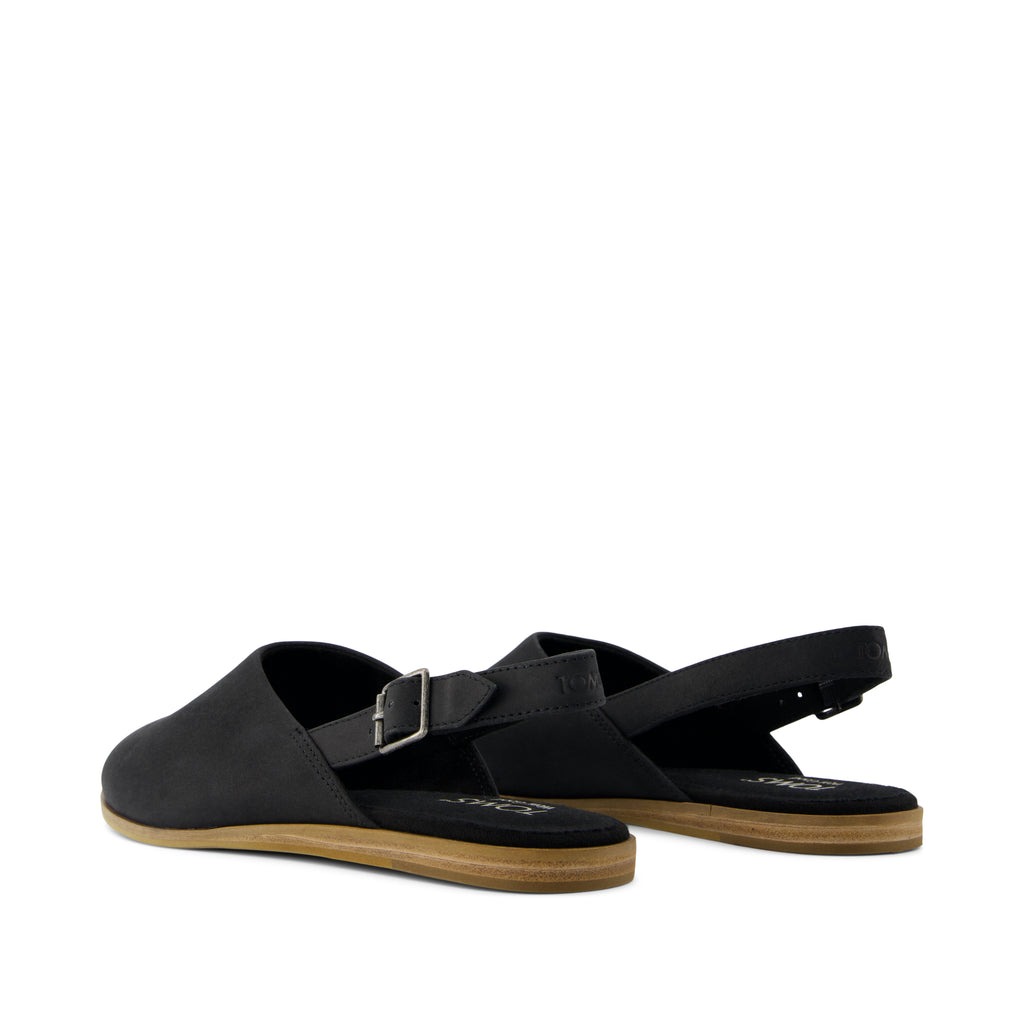 Jade Slingback Flat - Black Leather Back View