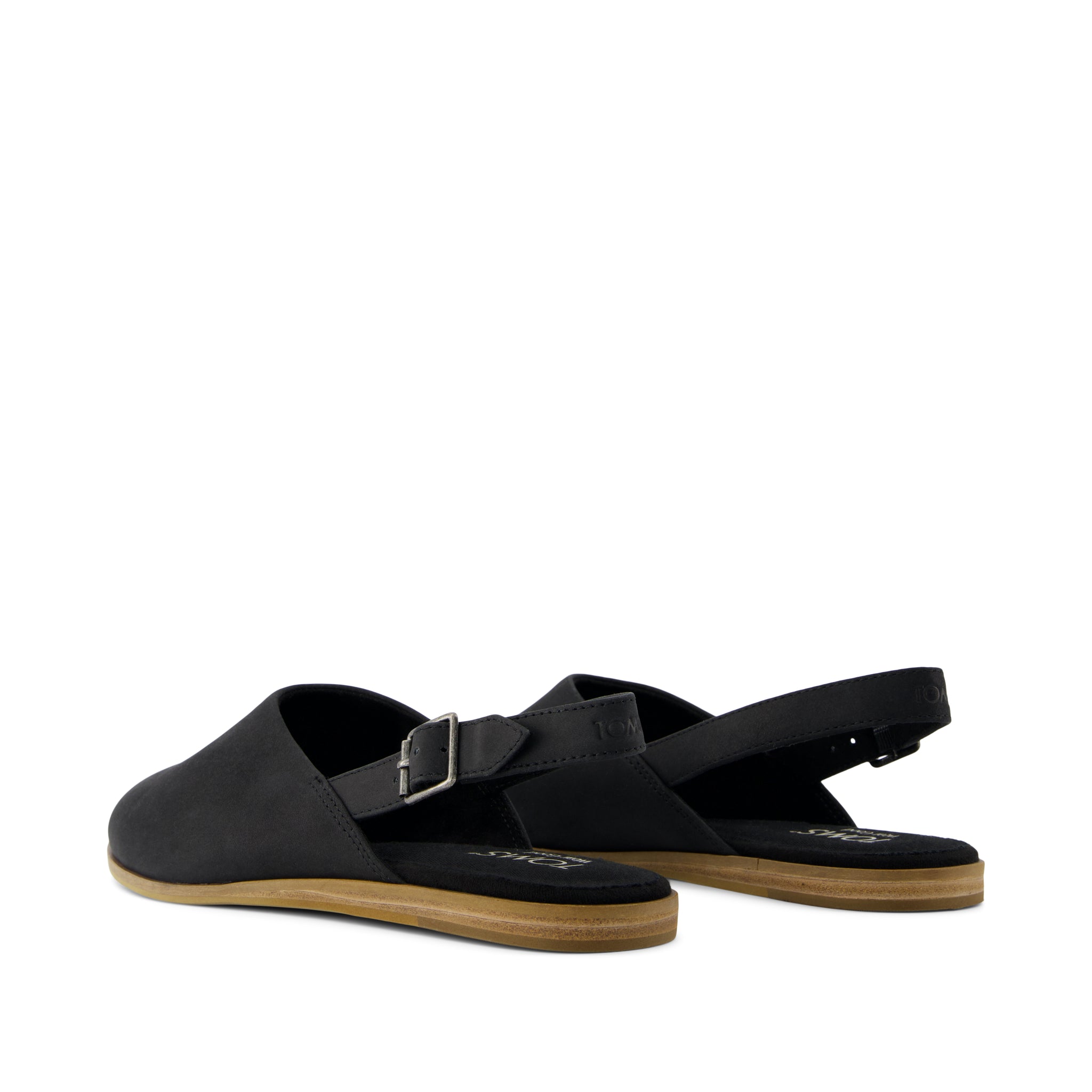 Jade Slingback Flat - Black Leather Back View