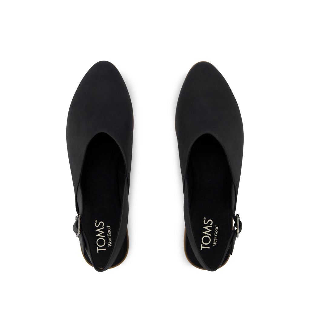 Jade Slingback Flat - Black Leather Top View