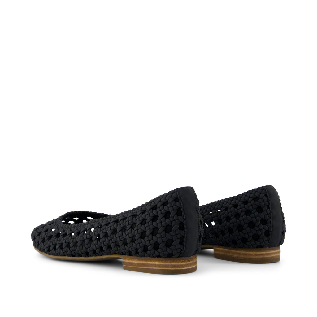 Briella Flat - Black Woven Basket  Back View