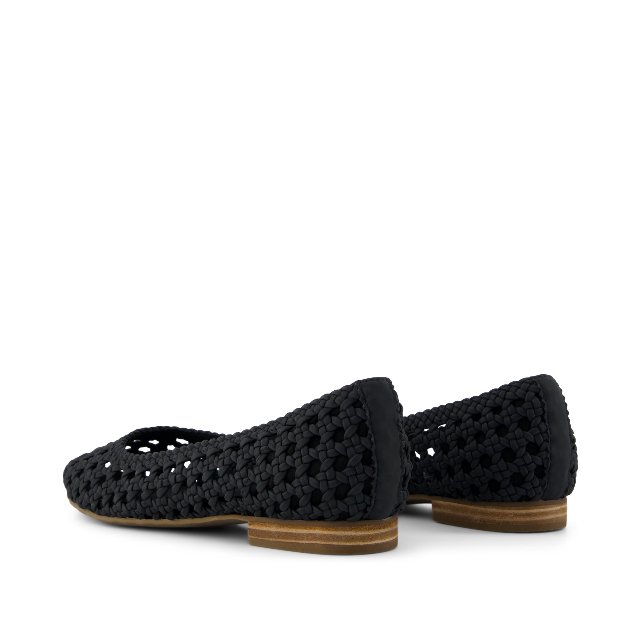 Briella Flat - Black Woven Basket  Back View