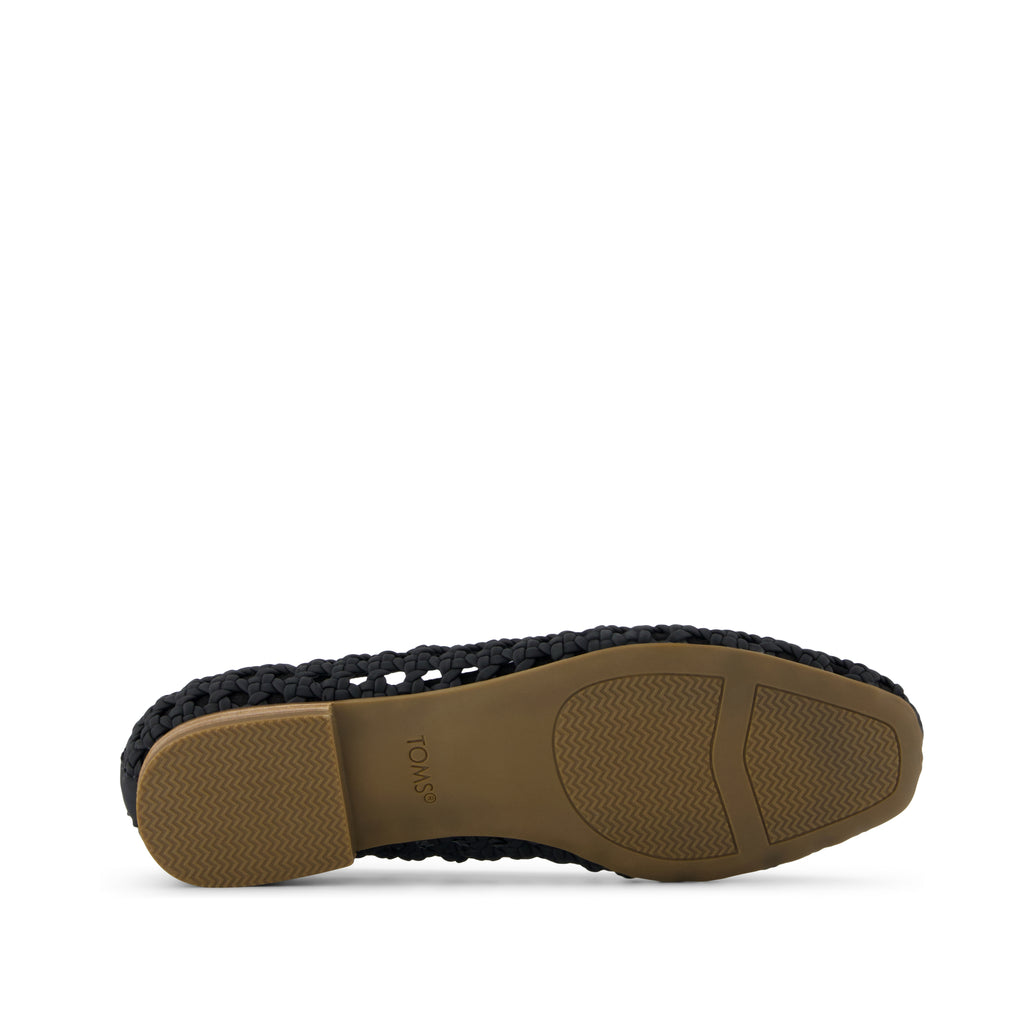 Briella Flat - Black Woven Basket  Bottom Sole View