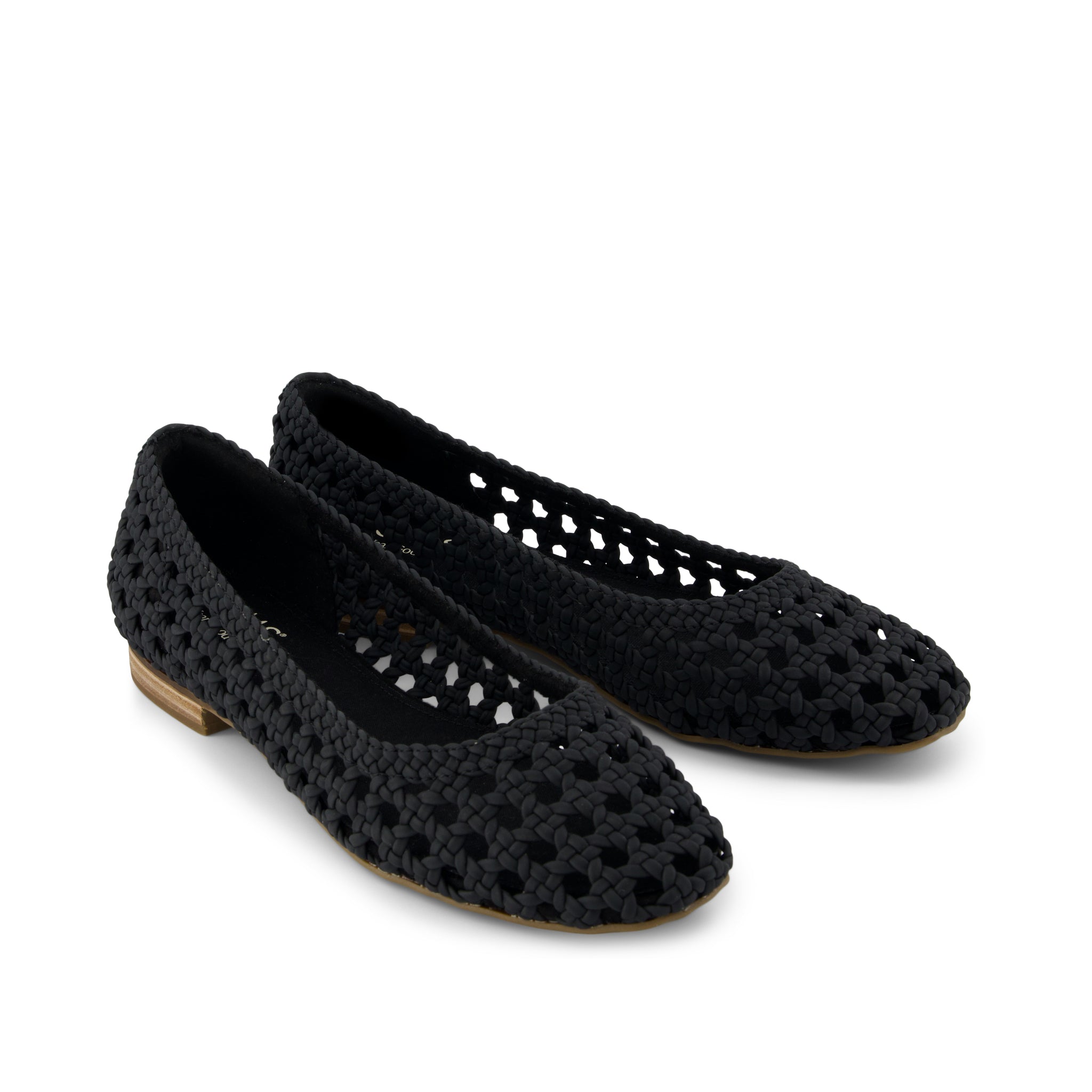 Briella Flat - Black Woven Basket  Front View