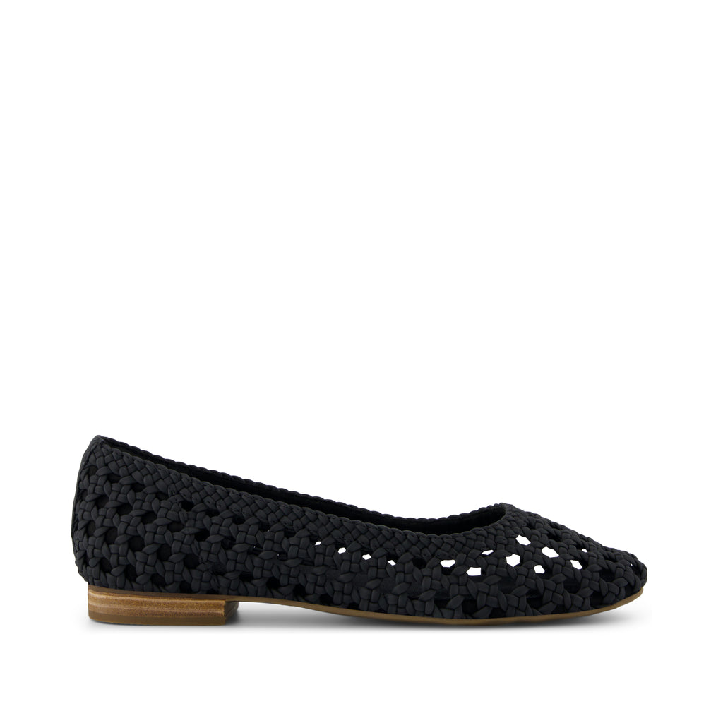 Briella Flat - Black Woven Basket  Side View