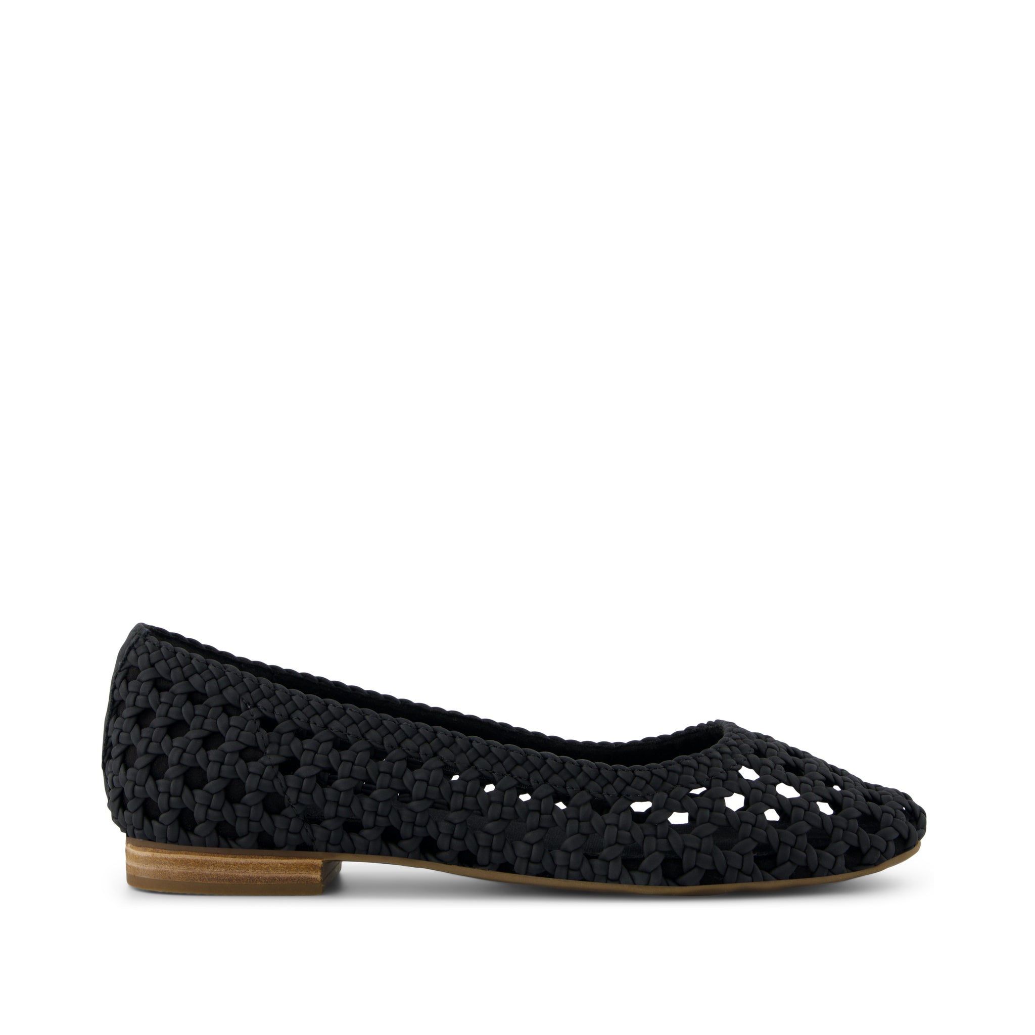Briella Flat - Black Woven Basket  Side View