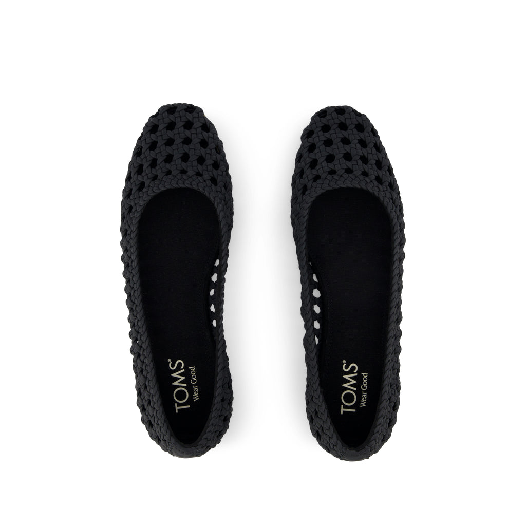 Briella Flat - Black Woven Basket  Top View
