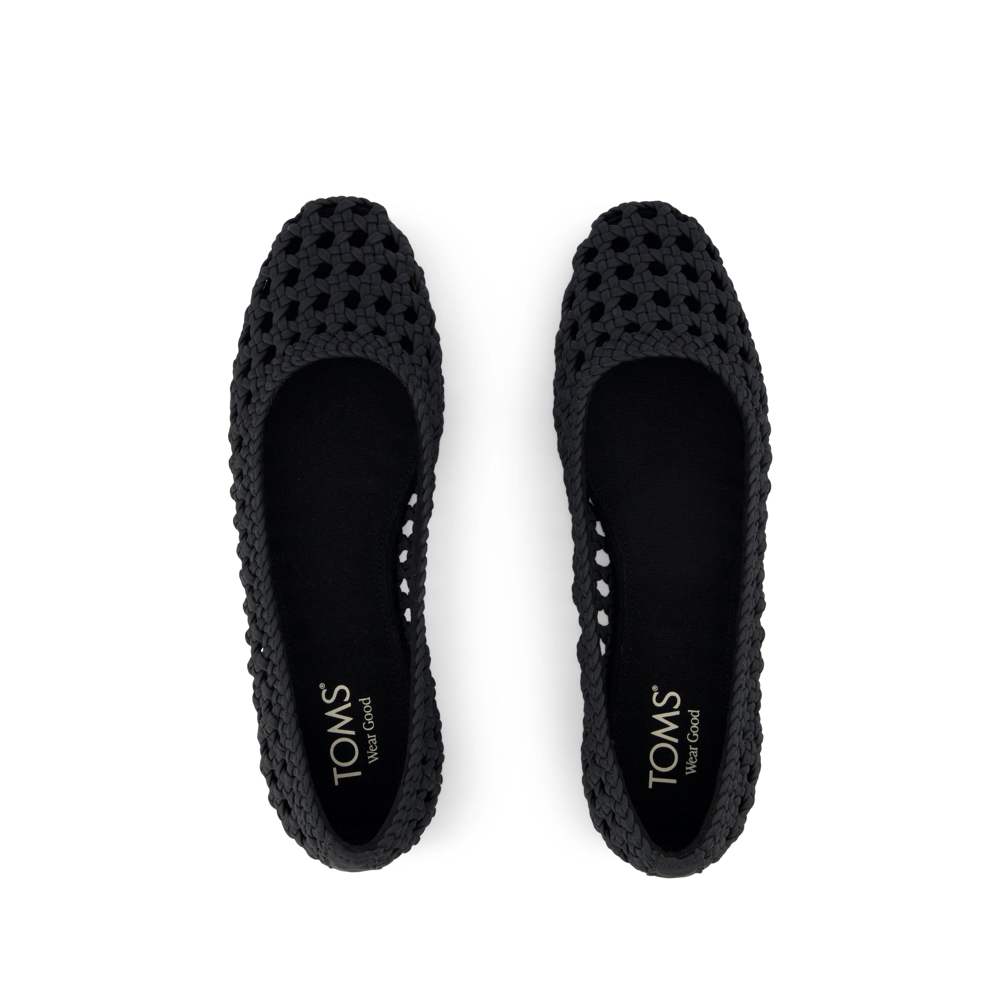 Briella Flat - Black Woven Basket  Top View