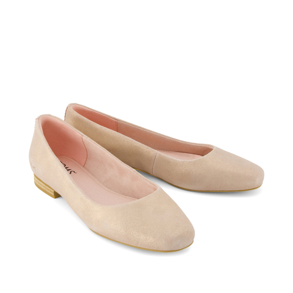Briella Flat - Pale Rose Metallic Suede Front View