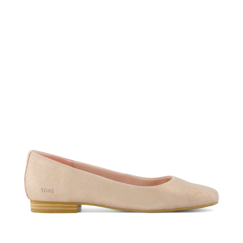 Briella Flat - Pale Rose Metallic Suede Side View