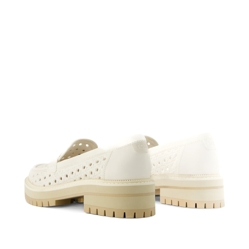 Cara Loafer - Light Sand Leather Embossed Perforated Back View