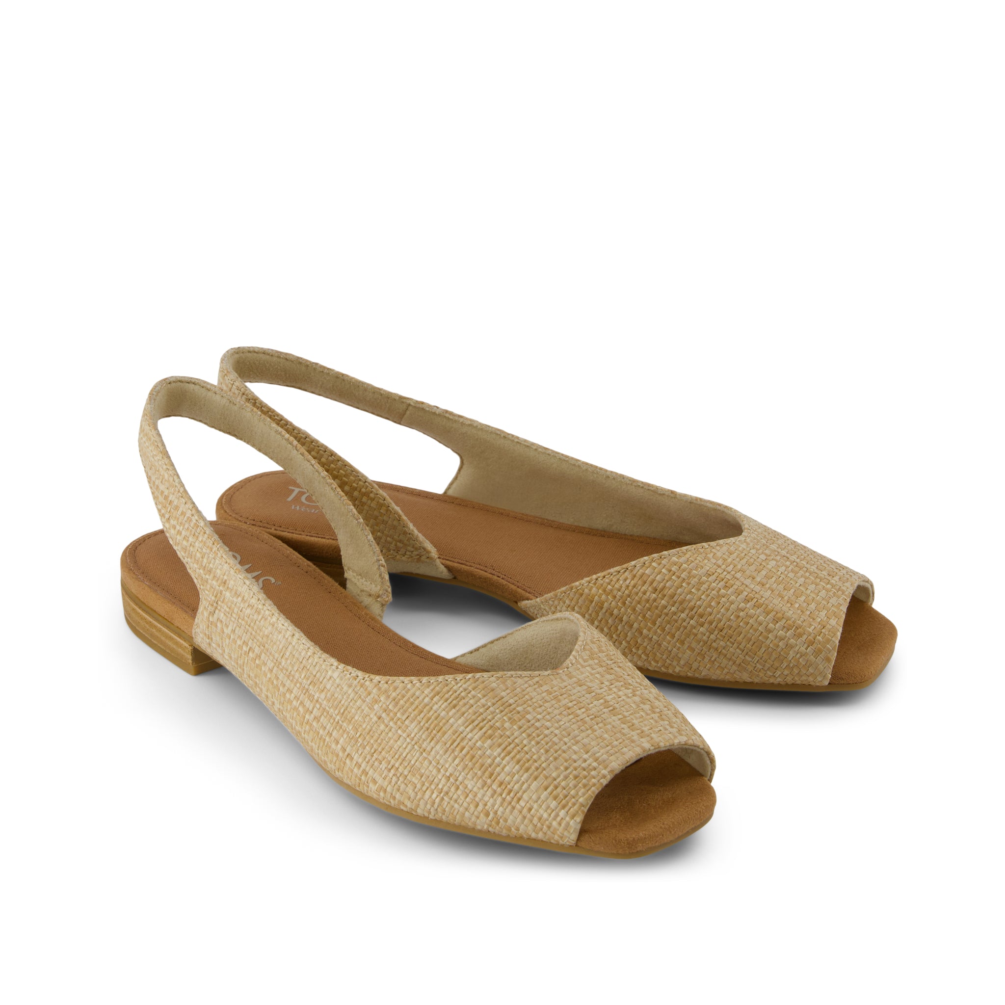 Briella Slingback Flat - Almond Raffia Front View