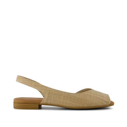 Briella Slingback Flat - Almond Raffia Side View