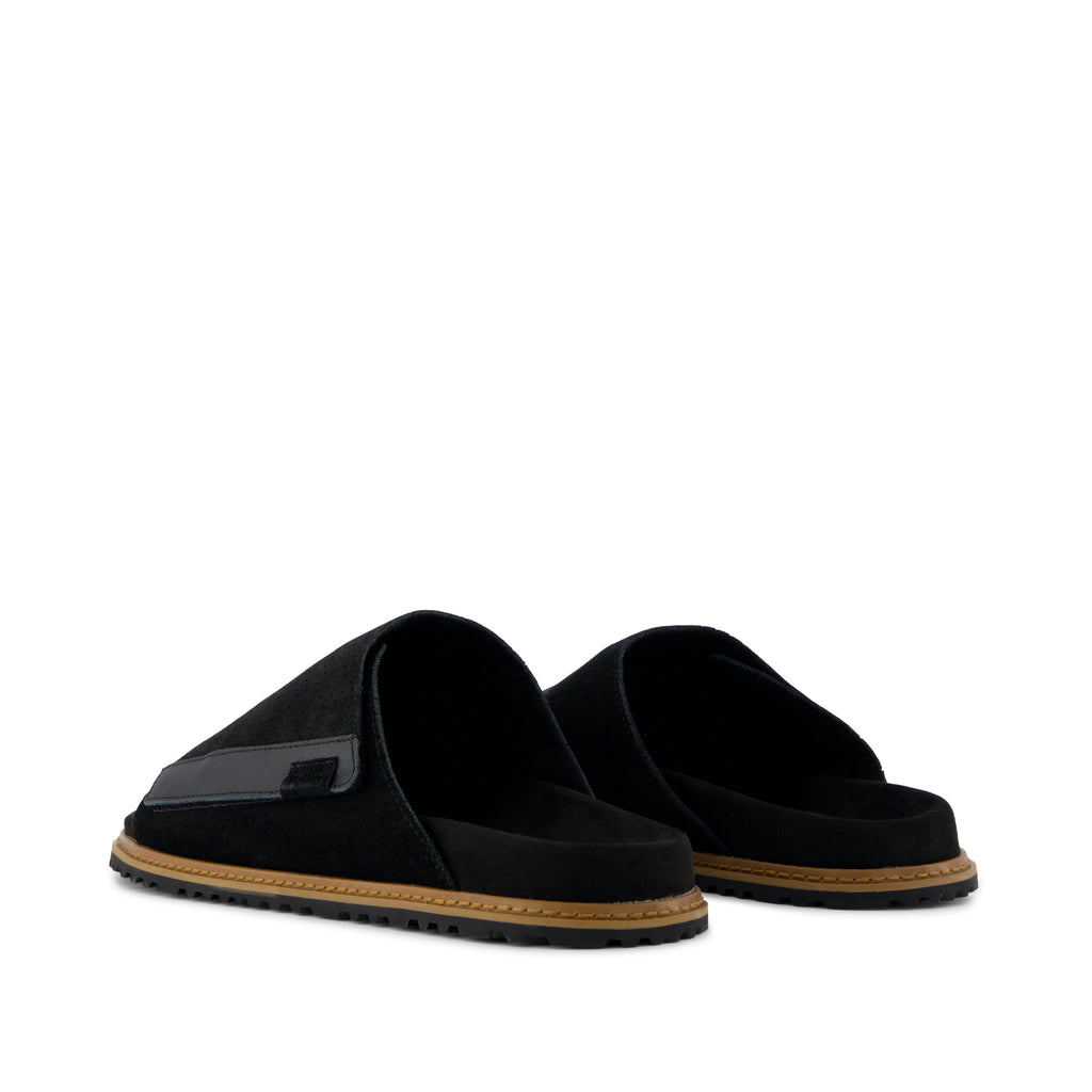 Danilo Slide Sandal - Black Perforated Suede Back View