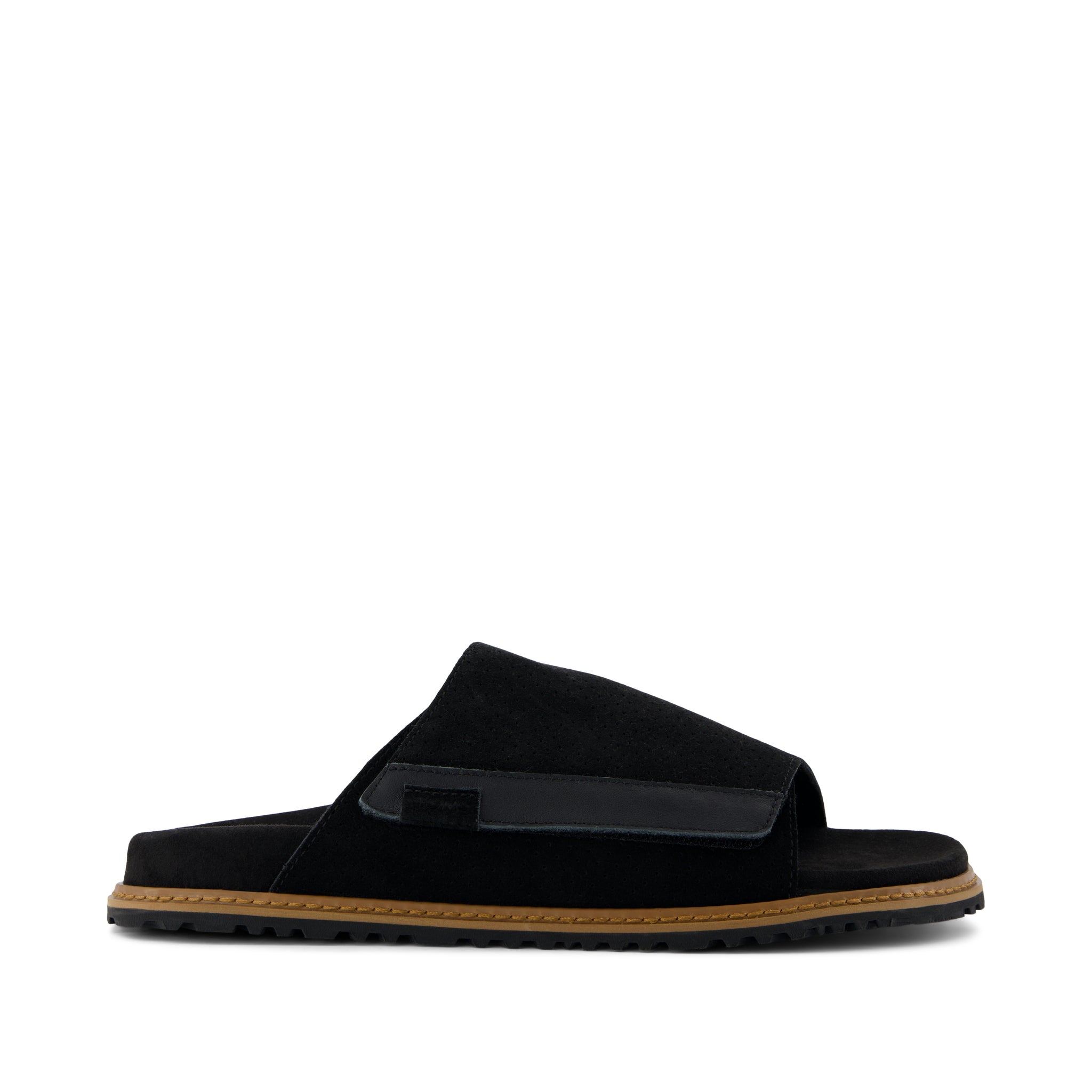 Danilo Slide Sandal - Black Perforated Suede Side View