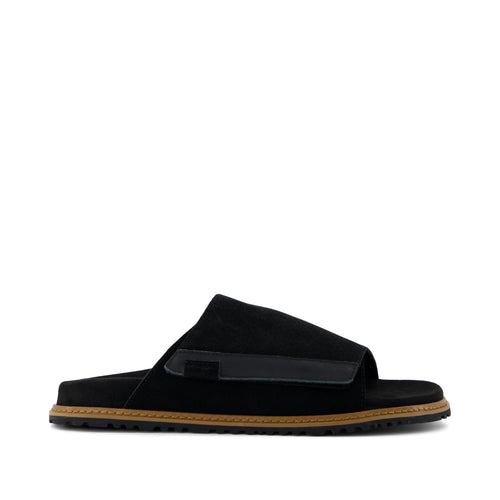 Danilo Slide Sandal - Black Perforated Suede Side View