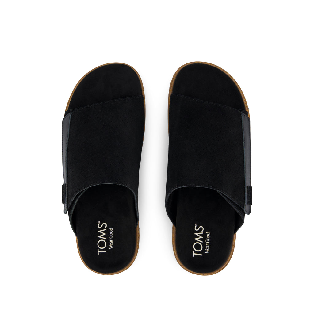 Danilo Slide Sandal - Black Perforated Suede Top View