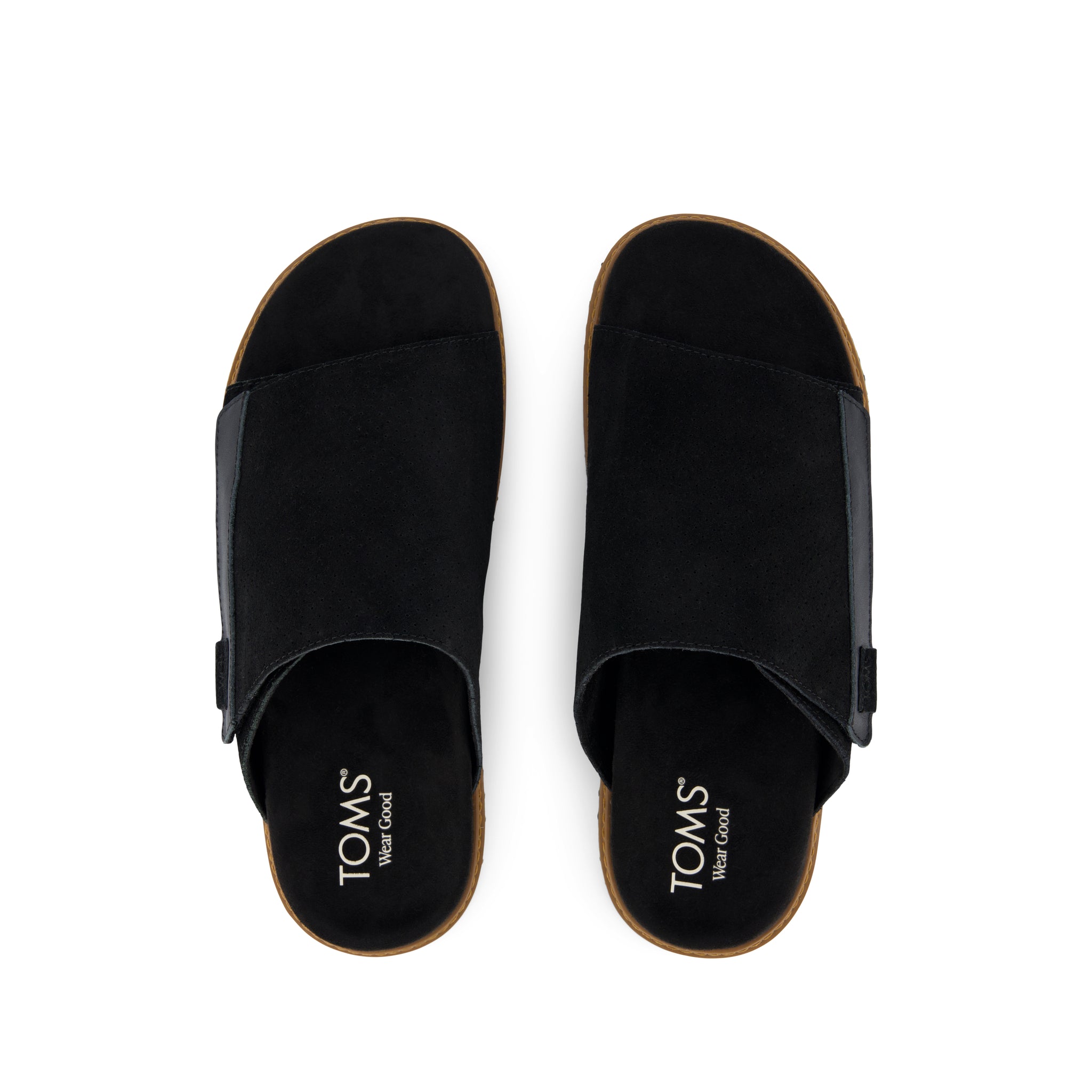 Danilo Slide Sandal - Black Perforated Suede Top View