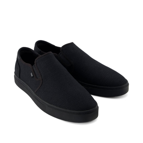 Baja 2.0 Slip On Sneaker - Black and Black Legacy Canvas Front View