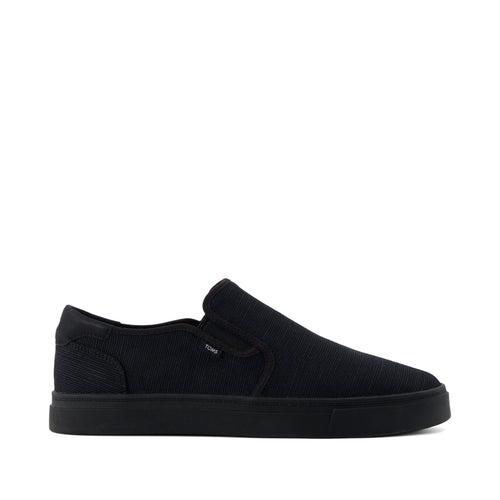 Baja 2.0 Slip On Sneaker - Black and Black Legacy Canvas Side View