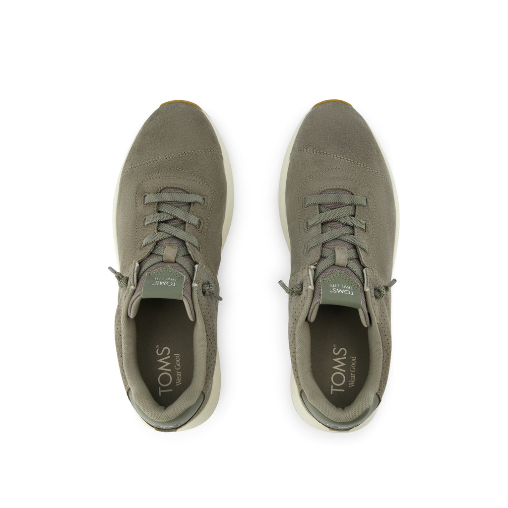 TRVL LITE Cabrillo Sneaker - Water Repellect Vetiver Grey Perforated Suede Top View