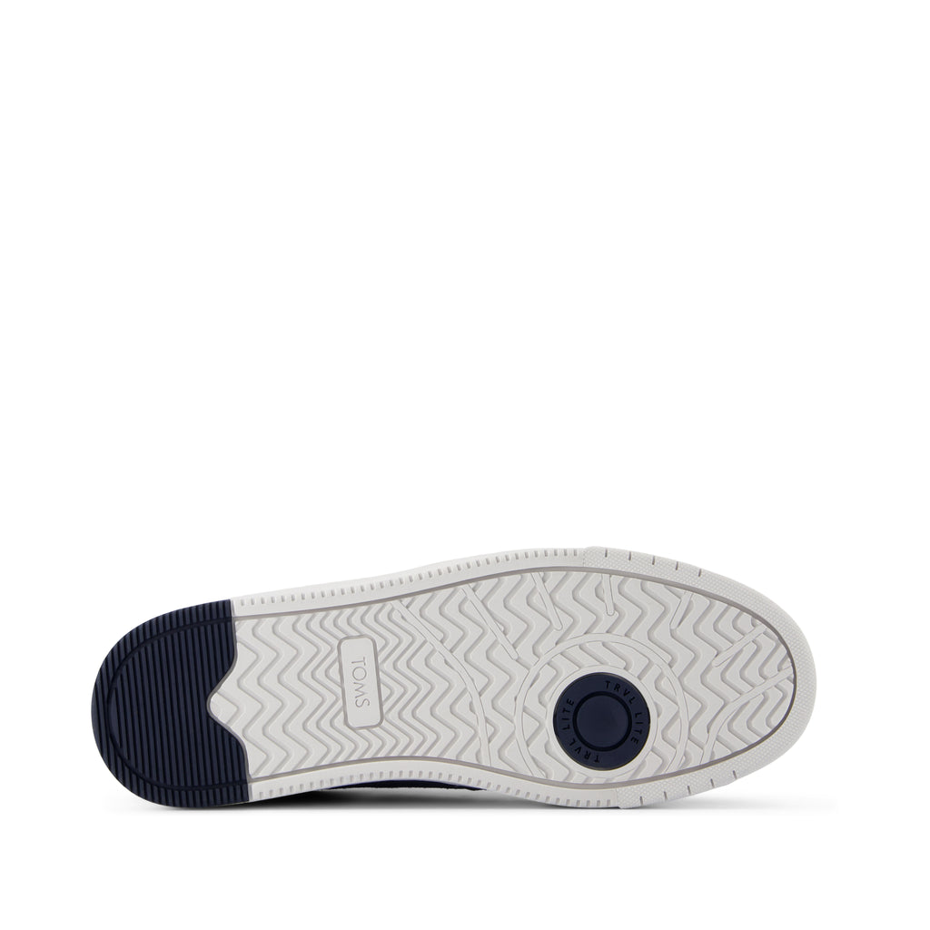 TRVL LITE Court Sneaker - Navy Mirco Perforated Suede Bottom Sole View