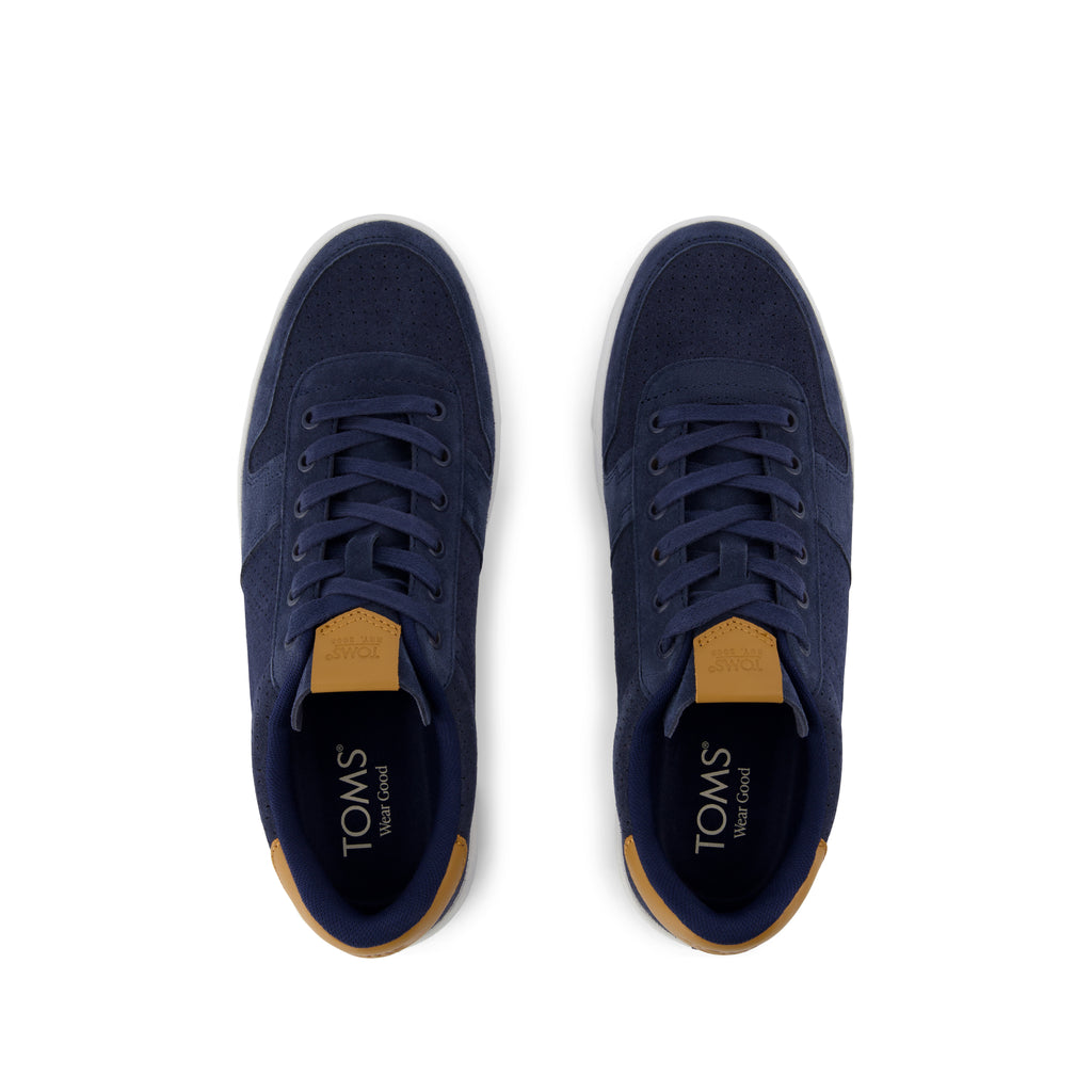 TRVL LITE Court Sneaker - Navy Mirco Perforated Suede Top View