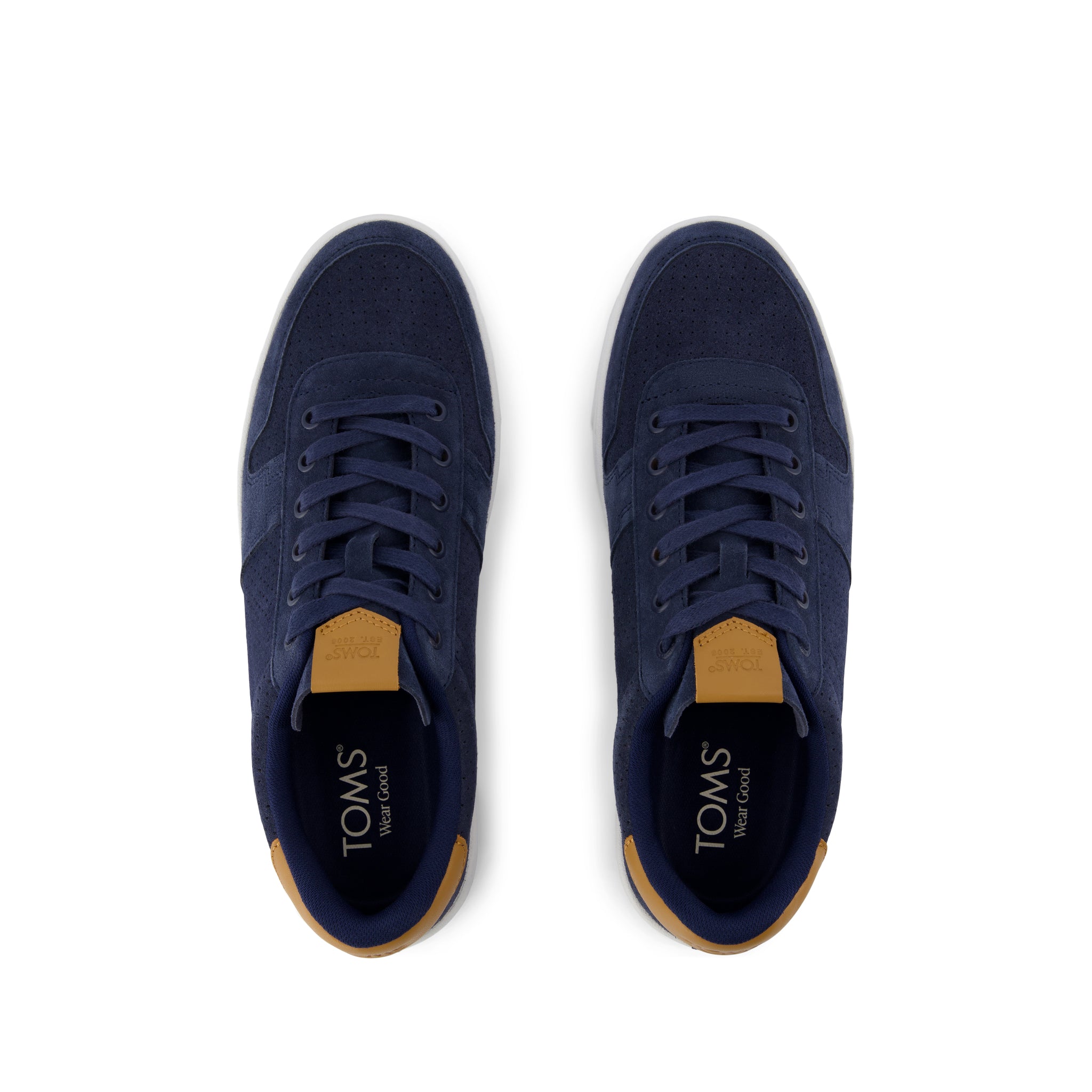 TRVL LITE Court Sneaker - Navy Mirco Perforated Suede Top View