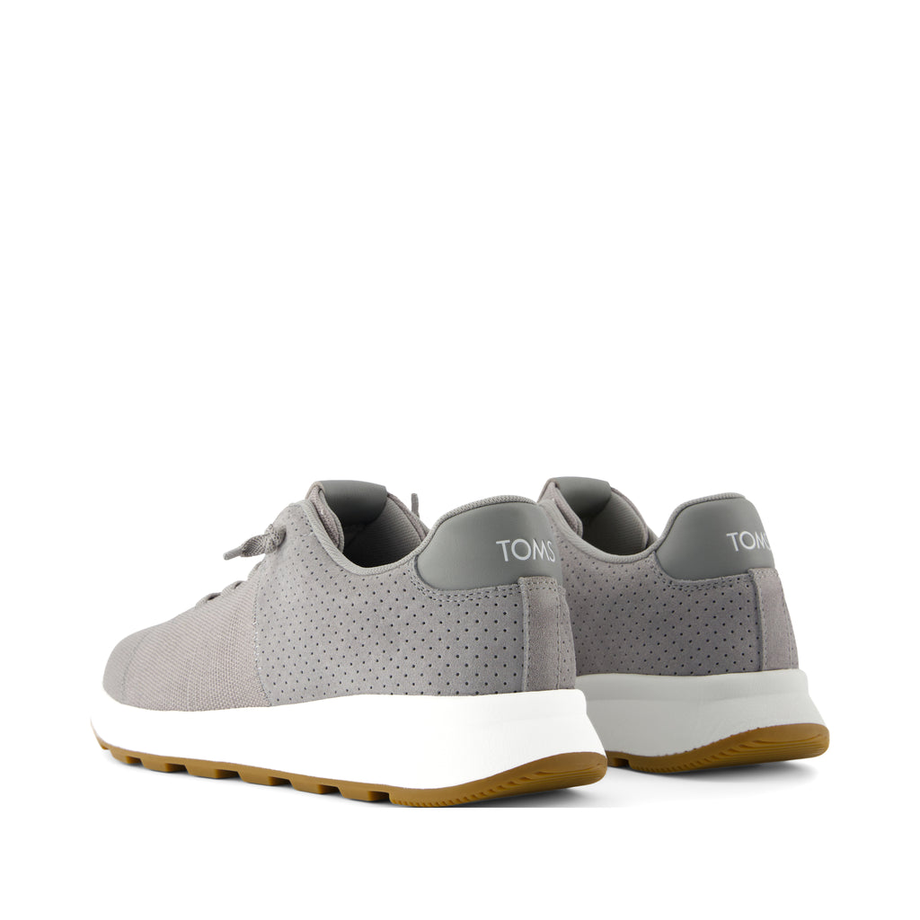 TRVL LITE Cabrillo Sneaker - Water Repellent Drizzle Grey Legacy Canvas and Perforated Suede Back View