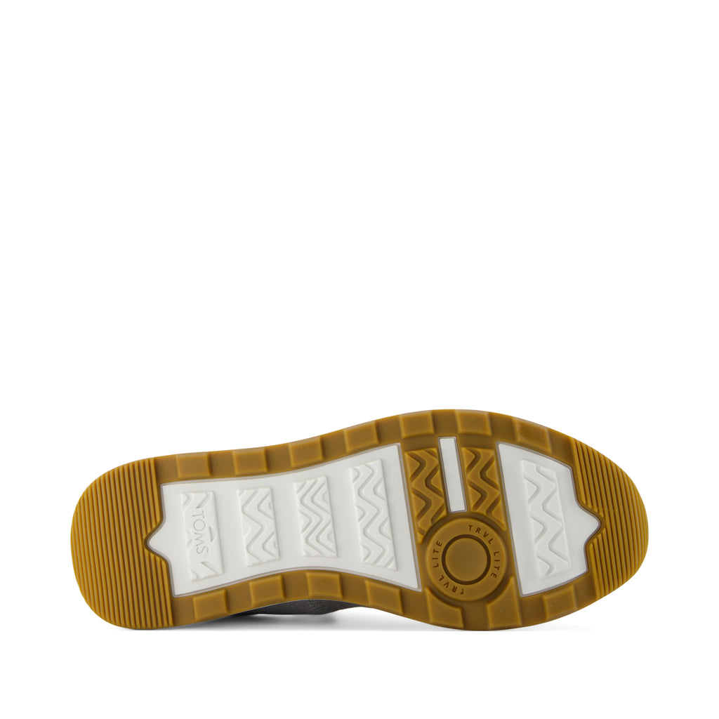 TRVL LITE Cabrillo Sneaker - Water Repellent Drizzle Grey Legacy Canvas and Perforated Suede Bottom Sole View