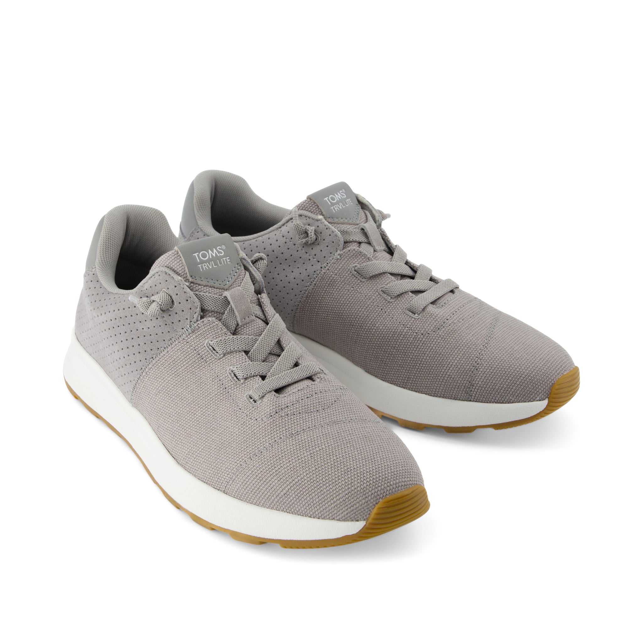 TRVL LITE Cabrillo Sneaker - Water Repellent Drizzle Grey Legacy Canvas and Perforated Suede Front View