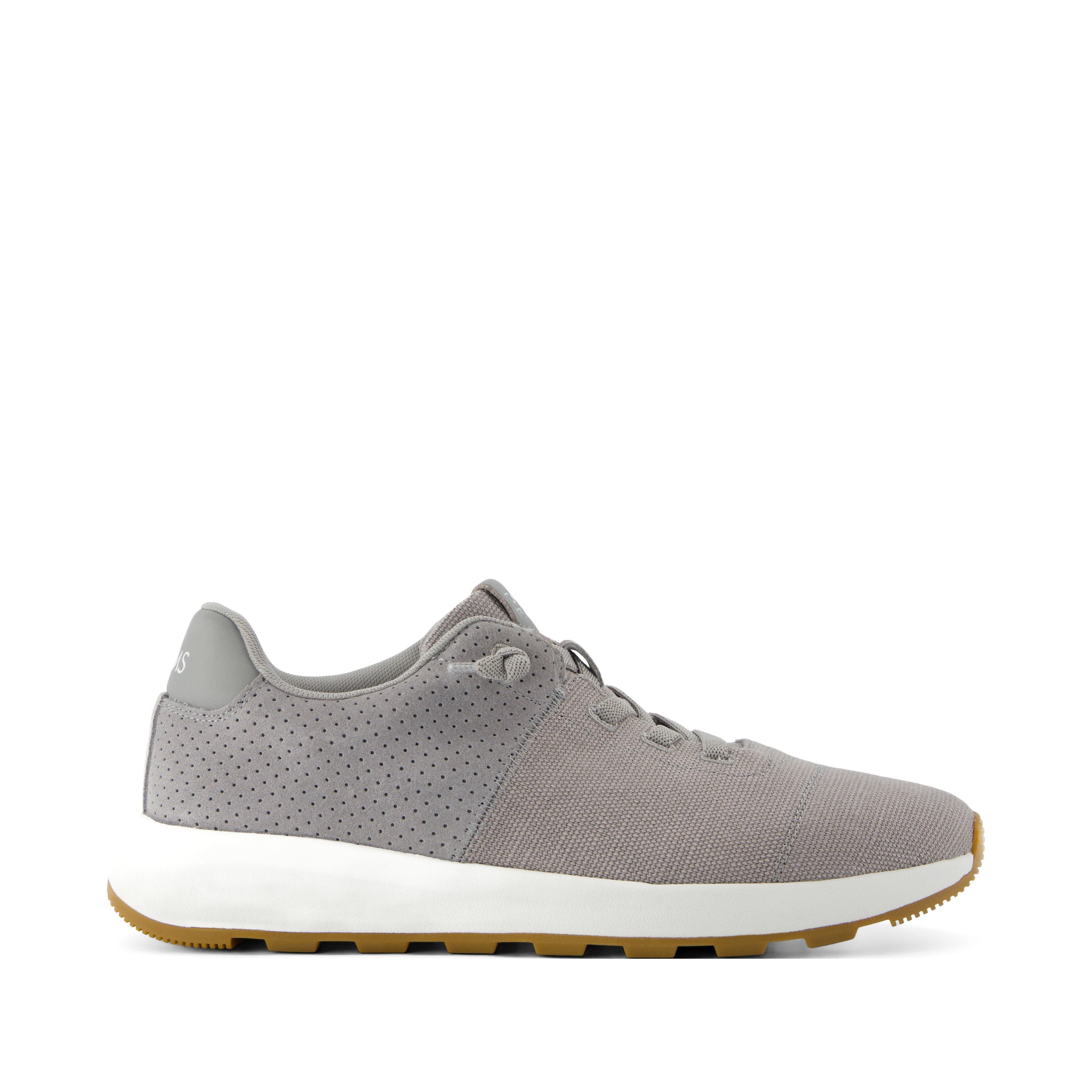 TRVL LITE Cabrillo Sneaker - Water Repellent Drizzle Grey Legacy Canvas and Perforated Suede Side View