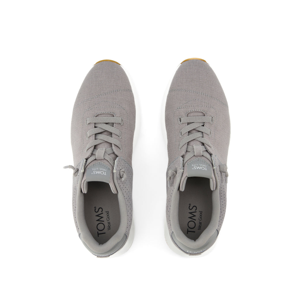 TRVL LITE Cabrillo Sneaker - Water Repellent Drizzle Grey Legacy Canvas and Perforated Suede Top View