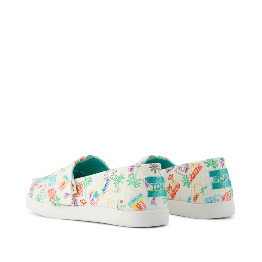 Alpargata Classic Kids Shoe - Marshmallow White Sketchbook Print Back View