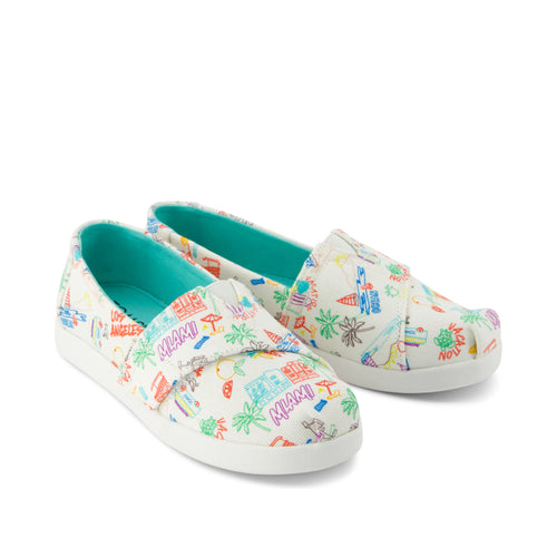 Alpargata Classic Kids Shoe - Marshmallow White Sketchbook Print Front View