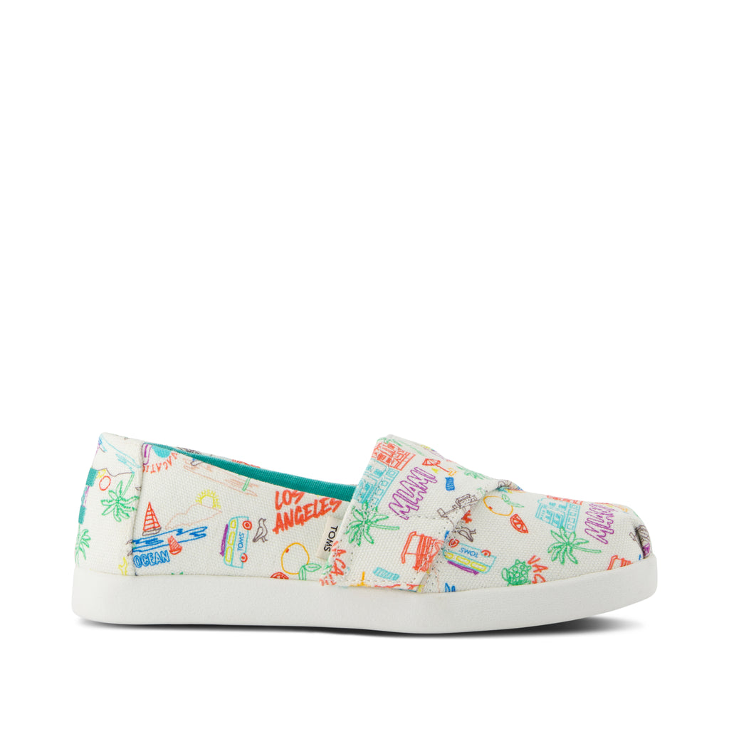 Alpargata Classic Kids Shoe - Marshmallow White Sketchbook Print Side View