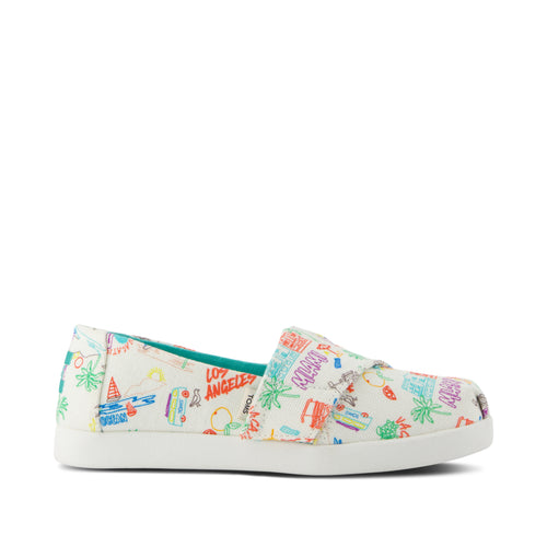 Alpargata Classic Kids Shoe - Marshmallow White Sketchbook Print Side View